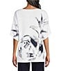 Ming Wang Abstract Print Soft Knit Square Neck Elbow Sleeve Tunic - Image 2