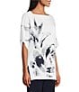 Ming Wang Abstract Print Soft Knit Square Neck Elbow Sleeve Tunic - Image 3