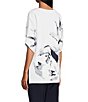 Ming Wang Abstract Print Soft Knit Square Neck Elbow Sleeve Tunic - Image 4
