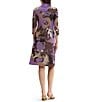 Ming Wang Abstract Split V-Neck Mandarin Collar 3/4 Sleeve Jacquard Knit A-Line Dress - Image 2