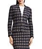 Ming Wang Checkered Print Knit Modified Mandarin Collar Long Sleeve Coordinating Jacket - Image 1