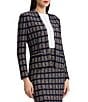 Ming Wang Checkered Print Knit Modified Mandarin Collar Long Sleeve Coordinating Jacket - Image 3