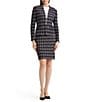 Ming Wang Checkered Print Knit Modified Mandarin Collar Long Sleeve Coordinating Jacket - Image 4