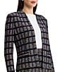 Ming Wang Checkered Print Knit Modified Mandarin Collar Long Sleeve Coordinating Jacket - Image 5
