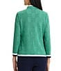 Ming Wang Contrast Trim Knit Stand Collar Bracelet Sleeve Jacket - Image 2