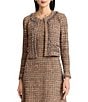 Ming Wang Coordinating Eyelet Tweed Knit Long Sleeve Cropped Jacket - Image 1