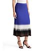 Ming Wang Coordinating Ombre Soft Ribbed Knit Pull-On Midi Skirt, Color:Sapphire Sea Multi - Image 3