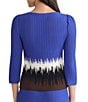Ming Wang Coordinating Ombre Soft Ribbed Knit Square Neck 3/4 Sleeve Top, Color:Sapphire Sea Multi - Image 2