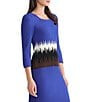 Ming Wang Coordinating Ombre Soft Ribbed Knit Square Neck 3/4 Sleeve Top, Color:Sapphire Sea Multi - Image 3