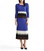 Ming Wang Coordinating Ombre Soft Ribbed Knit Square Neck 3/4 Sleeve Top, Color:Sapphire Sea Multi - Image 4