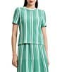 Ming Wang Coordinating Multi-Pattern Soft Knit Crew Neck Short Sleeve Top - Image 1