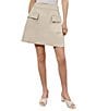 Color:Limestone - Image 1 - Cotton Blend Cargo Pocket Mini A-Line Skirt