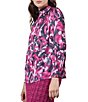 Color:Mulberry/Granite/Black/Ivory - Image 3 - Crepe de Chine Abstract Floral Print Mock Neck Long Sleeve Blouse
