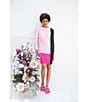 Color:Pink/Multi - Image 6 - Crepe De Chine Plisse Color Block Crew Neck Long Sleeve Shift Dress