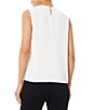 Color:White - Image 2 - Crepe De Chine Woven Criss Cross Crew Neck Sleeveless Blouse