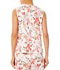 Color:Sun Coral/Multi - Image 2 - Crepe De Chine Woven Floral Print V-Neck Sleeveless Coordinating Shell Tank