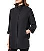 Ming Wang Deco Crepe 3/4 Sleeve Zip Front Jacket, Color:Black - Image 1