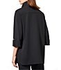 Ming Wang Deco Crepe 3/4 Sleeve Zip Front Jacket, Color:Black - Image 2