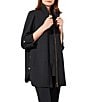Ming Wang Deco Crepe 3/4 Sleeve Zip Front Jacket, Color:Black - Image 3