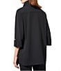 Ming Wang Deco Crepe 3/4 Sleeve Zip Front Jacket, Color:Black - Image 3