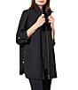 Ming Wang Deco Crepe 3/4 Sleeve Zip Front Jacket, Color:Black - Image 4