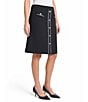 Ming Wang Deco Crepe Chain Trim A-Line Skirt, Color:Black - Image 3