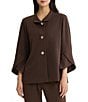 Ming Wang Deco Crepe Winged Collar Bell Sleeve Button Front Jacket - Image 1