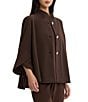 Ming Wang Deco Crepe Winged Collar Bell Sleeve Button Front Jacket - Image 3