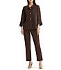 Ming Wang Deco Crepe Winged Collar Bell Sleeve Button Front Jacket - Image 4