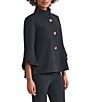 Ming Wang Deco Crepe Winged Collar Bell Sleeve Button Front Jacket, Color:Black - Image 3