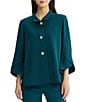Ming Wang Deco Crepe Winged Collar Bell Sleeve Button Front Jacket - Image 1