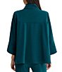 Ming Wang Deco Crepe Winged Collar Bell Sleeve Button Front Jacket - Image 2