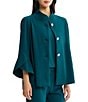 Ming Wang Deco Crepe Winged Collar Bell Sleeve Button Front Jacket - Image 3