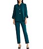 Ming Wang Deco Crepe Winged Collar Bell Sleeve Button Front Jacket - Image 5