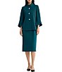 Ming Wang Deco Crepe Winged Collar Bell Sleeve Button Front Jacket - Image 6