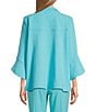 Ming Wang Deco Crepe Winged Collar Bracelet Tulip Sleeve Jacket, Color:Calypso Blue - Image 3