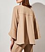 Color:Dark Champagne - Image 2 - Deco Crepe Woven Stand Collar 3/4 Sleeve Button Front Statement Jacket