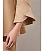 Color:Dark Champagne - Image 4 - Deco Crepe Woven Stand Collar 3/4 Sleeve Button Front Statement Jacket
