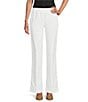 Ming Wang Deco Stretch Crepe Back Slit Hem Pull-On Pants, Color:White - Image 1