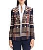Ming Wang Double Breasted Plaid Notch Lapel Collar Long Sleeve Jacket - Image 1