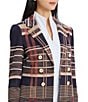 Ming Wang Double Breasted Plaid Notch Lapel Collar Long Sleeve Jacket - Image 5