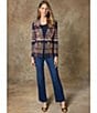 Ming Wang Double Breasted Plaid Notch Lapel Collar Long Sleeve Jacket - Image 6