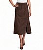 Ming Wang Faux Suede No-Roll Waistband Flared Pull-On Maxi Skirt - Image 1