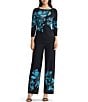 Ming Wang Floral Jacquard Knit Crew Neck Bracelet Sleeve Coordinating Tunic - Image 3