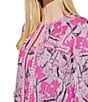 Color:Perfect Pink/Multi - Image 5 - Floral Knit Round Neck 3/4 Sleeve Contrast Trim Cropped Jacket