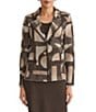 Ming Wang Geometric Jacquard Knit Notch Lapel Long Sleeve Jacket - Image 1