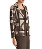 Ming Wang Geometric Jacquard Knit Notch Lapel Long Sleeve Jacket - Image 3