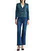 Ming Wang Heritage Tweed Knit Plaid Notch Lapel Long Sleeve Coordinating Jacket - Image 4