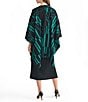 Ming Wang Hope Floral Pattern Cozy Knit Wrap, Color:Everest/Black - Image 2