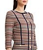 Ming Wang Horizontal Multi-Stitch Knit Round Neck 3/4 Sleeve Button-Front Sheath Dress - Image 4